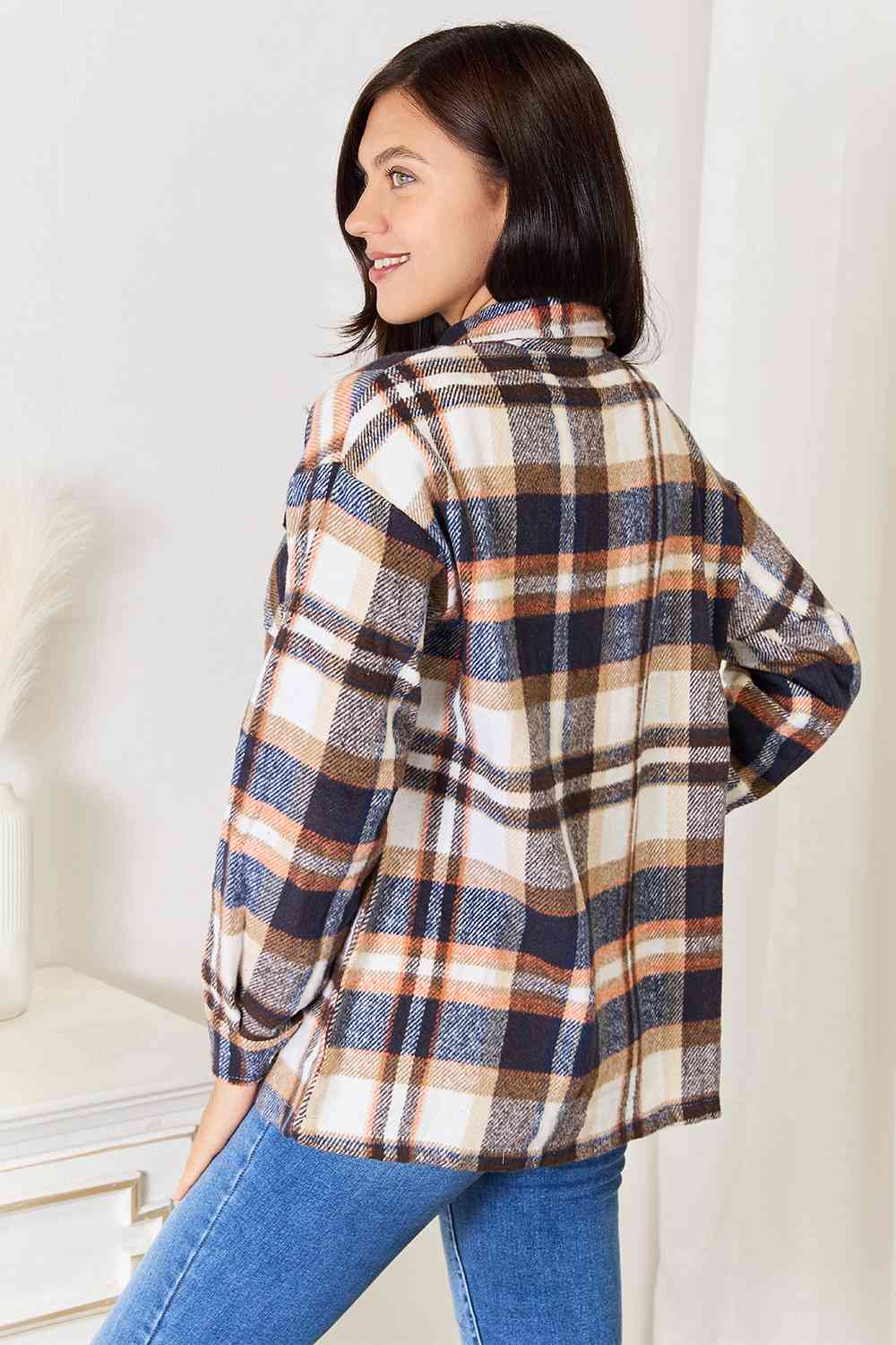 Double Take Plaid Button Down Shirt Jacket!
