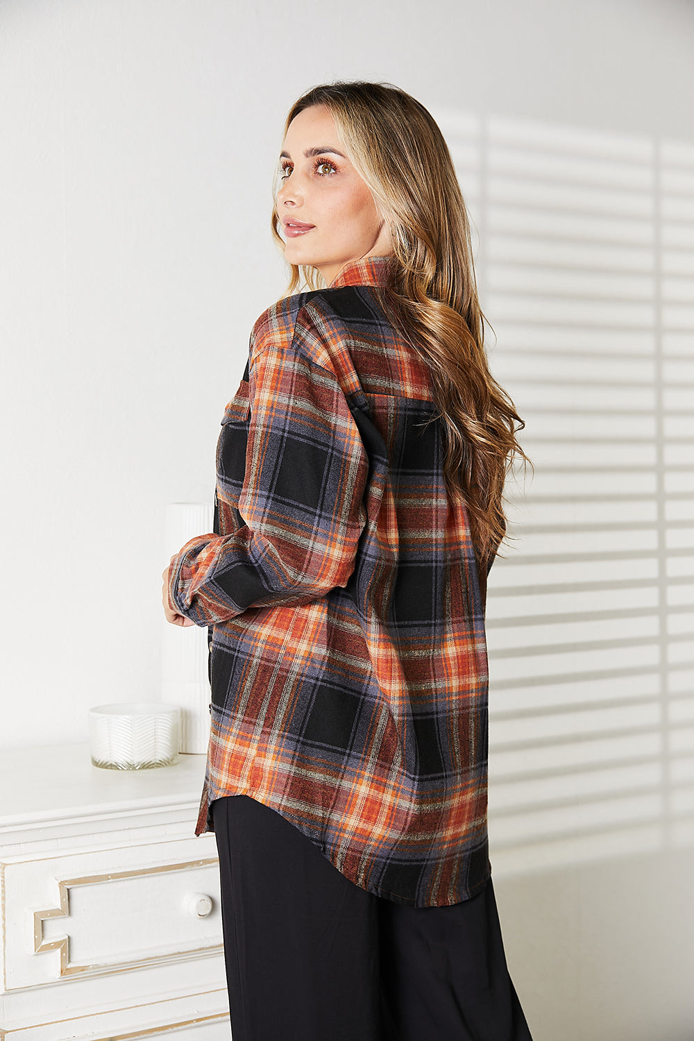 Double Take Plaid Dropped Shoulder Shirt - 2 Color Options!