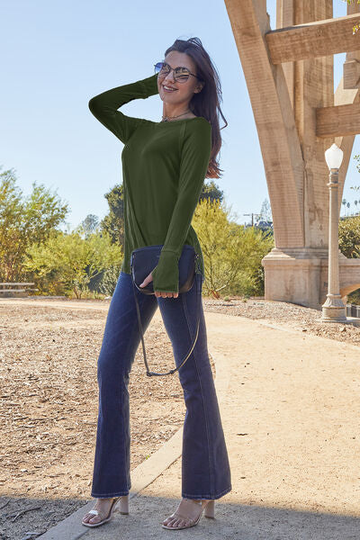 Basic Bae Round Neck Long Sleeve T-Shirt - 4 Color Options!