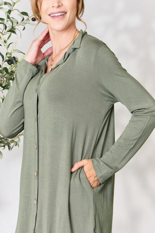 The Best Button Down Shirt Dress in Olive!