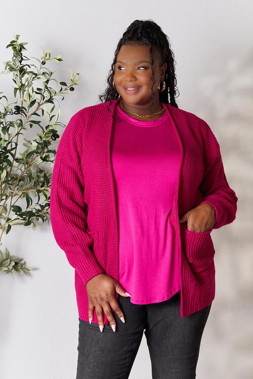 Pretty in Pink Waffle-Knit Cardigan