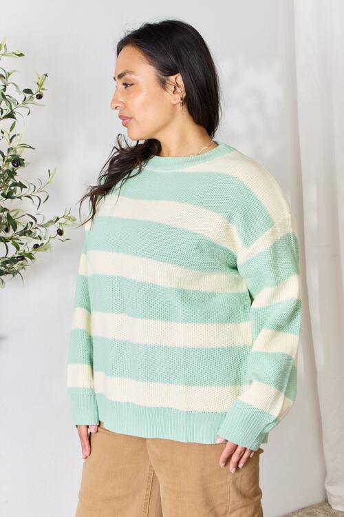 Aqua Dreams Striped Round Neck Sweater