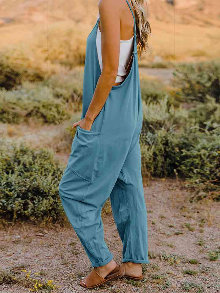 Double Take V-Neck Sleeveless Jumpsuit with Pocket - Multiple Colors!