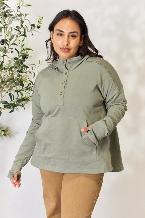 For the Love of Olive Half Button Hoodie