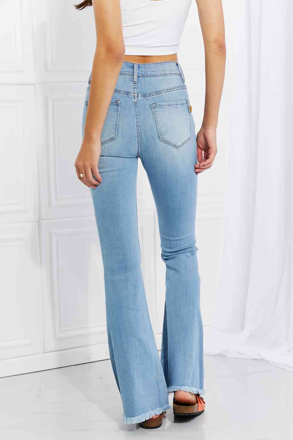 "Jess" Button Flare Jeans by Vibrant