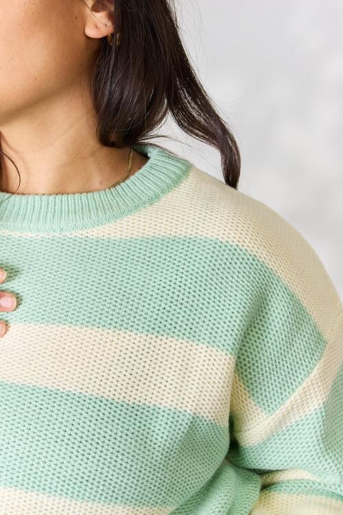 Aqua Dreams Striped Round Neck Sweater
