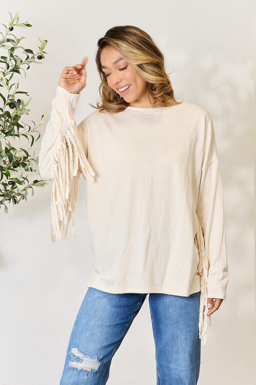 Celeste Fringe Detail Long Sleeve Blouse