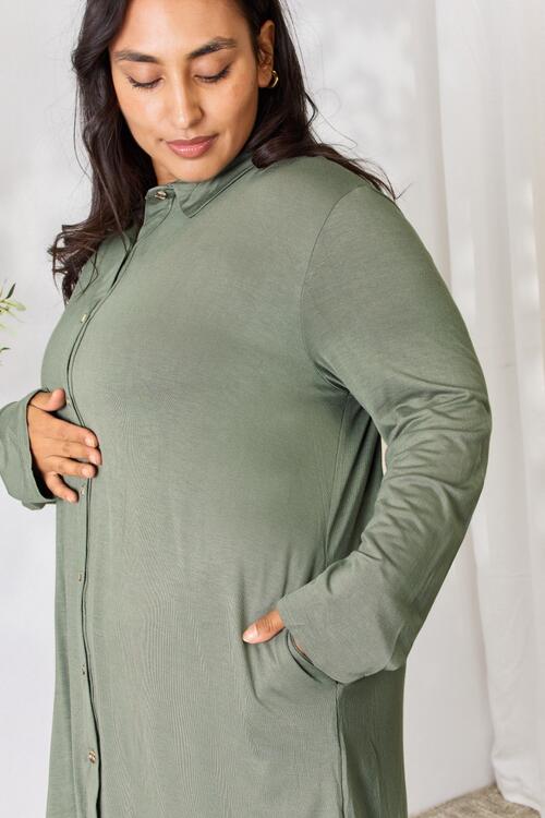 The Best Button Down Shirt Dress in Olive!