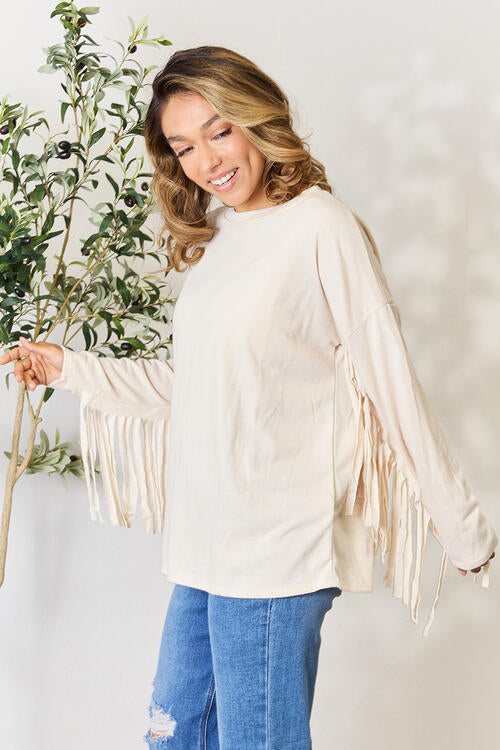 Celeste Fringe Detail Long Sleeve Blouse