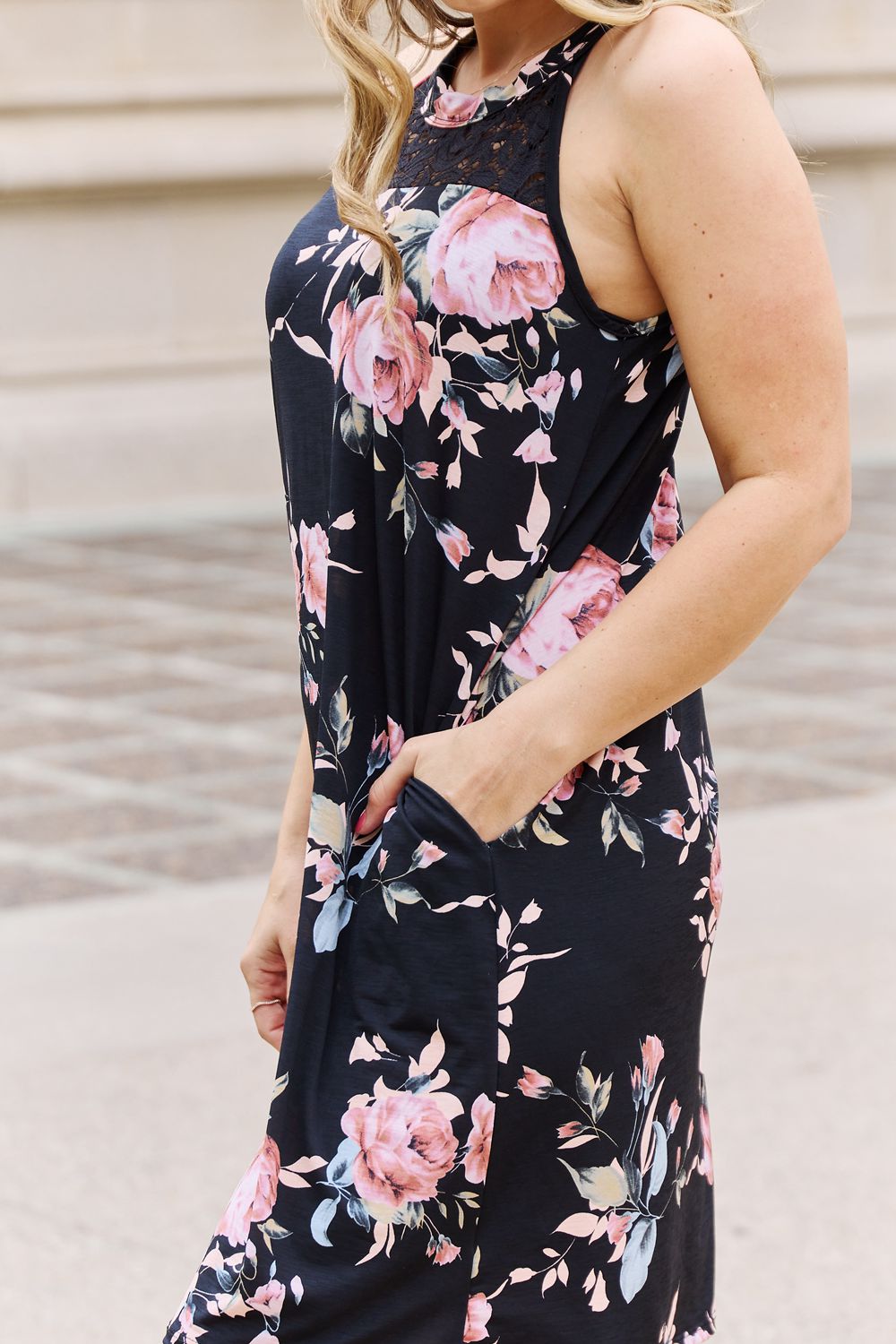 Heimish On A Journey Floral Lace Detail Sleeveless Dress