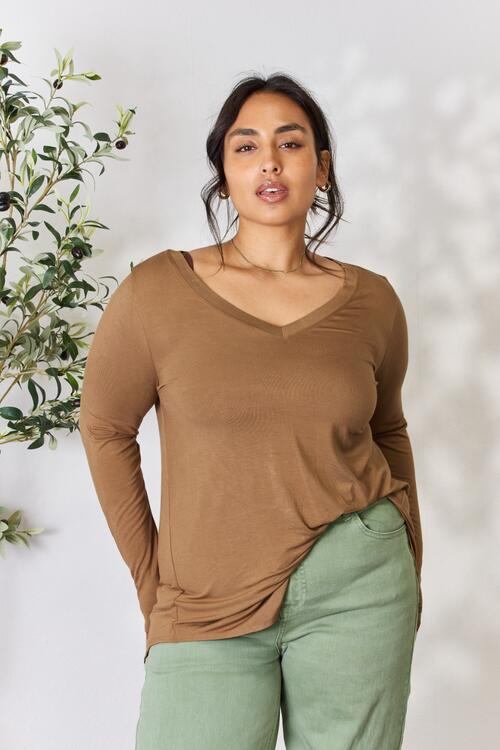 Luxe Rayon Long Sleeve V-Neck Top