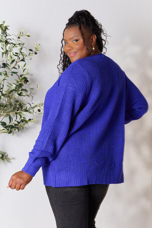 Blue Dreams Waffle-Knit Cardigan