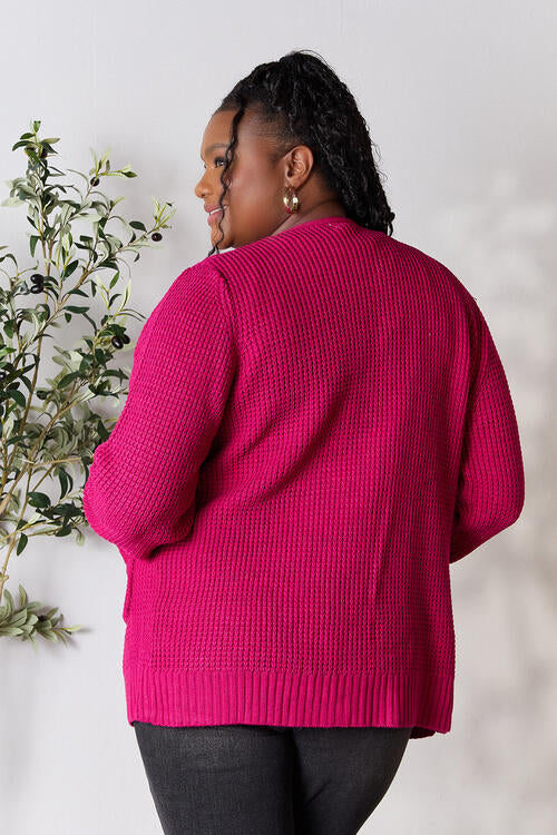 Pretty in Pink Waffle-Knit Cardigan
