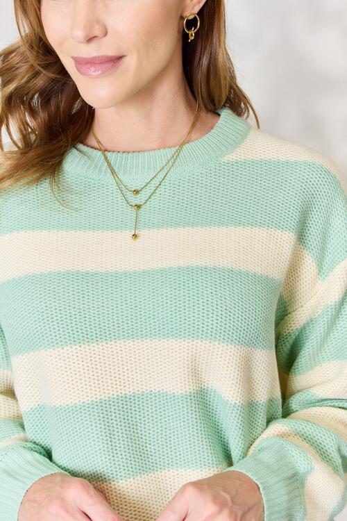 Aqua Dreams Striped Round Neck Sweater