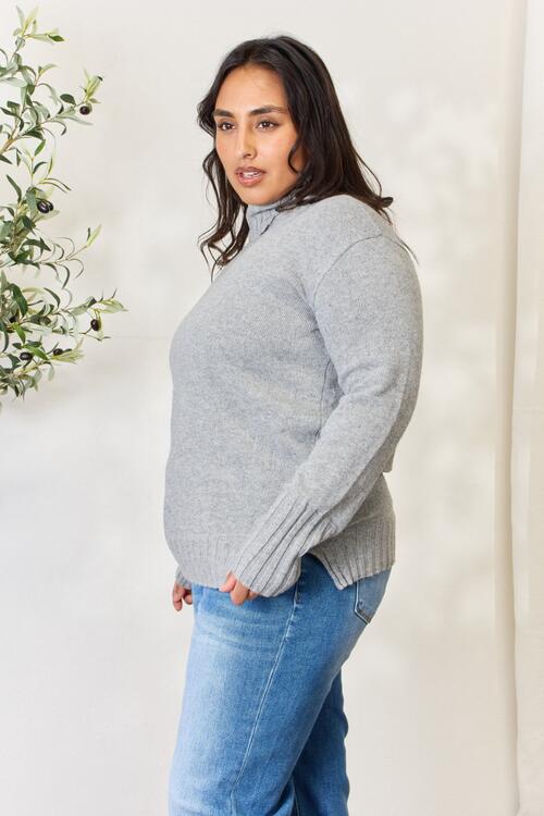 Heimish Turtleneck Long Sleeve Slit Sweater