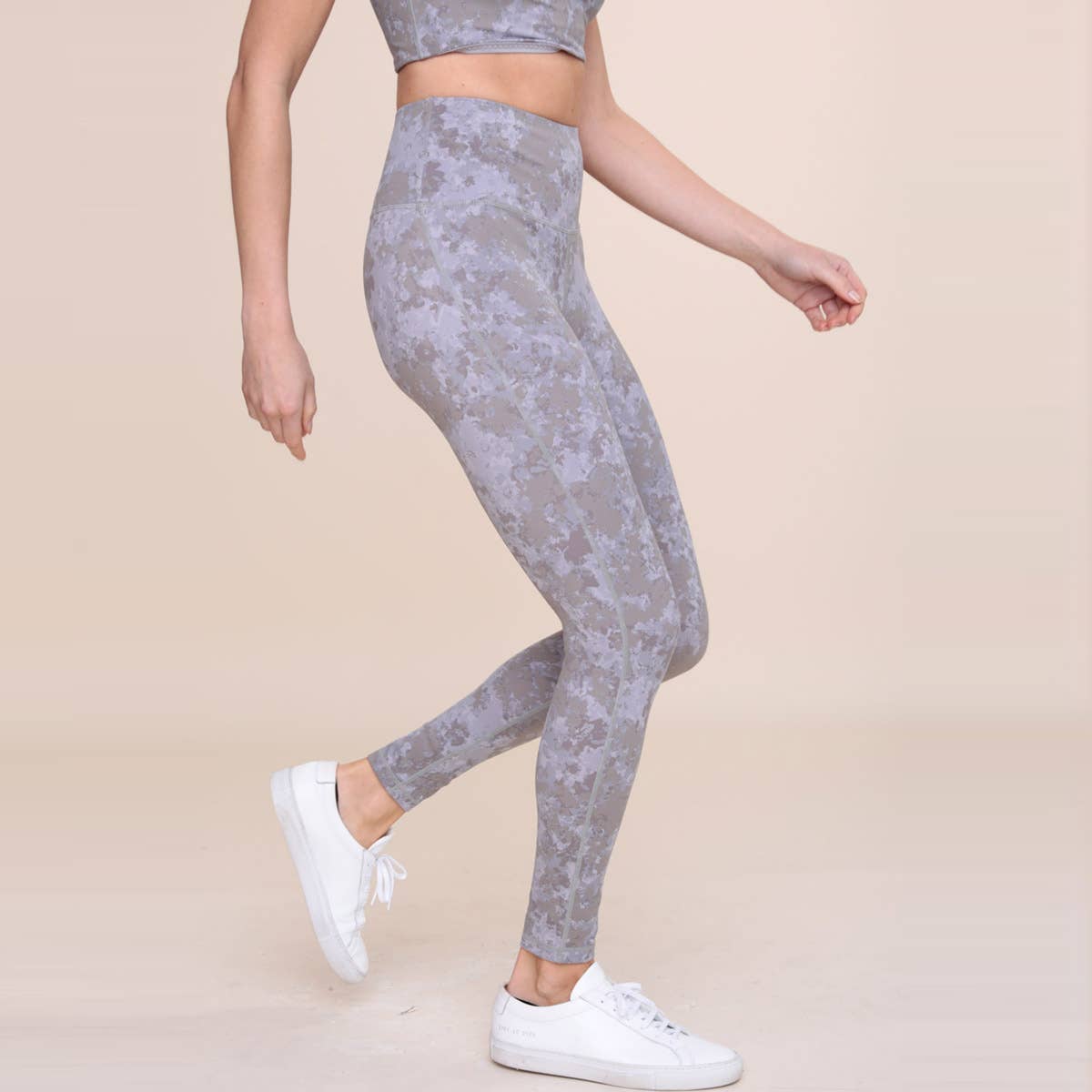 Muted Watercolor High-Waist Leggings