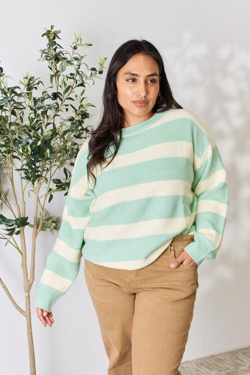 Aqua Dreams Striped Round Neck Sweater