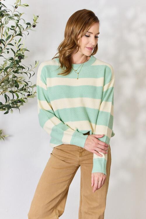 Aqua Dreams Striped Round Neck Sweater