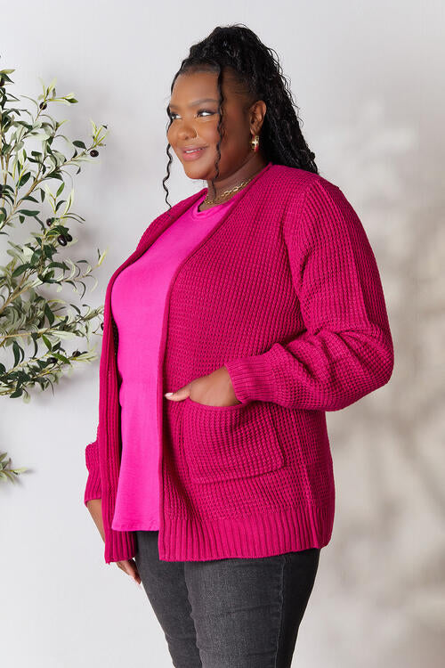 Pretty in Pink Waffle-Knit Cardigan