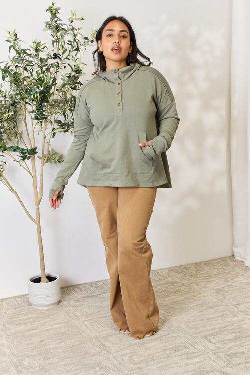 For the Love of Olive Half Button Hoodie