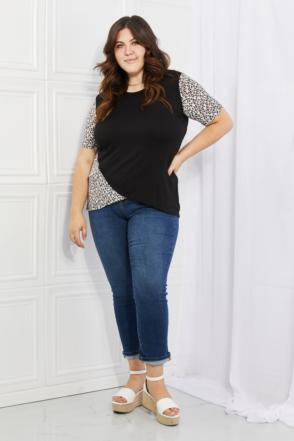 Heimish Animal Print Contrast Top