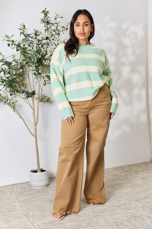 Aqua Dreams Striped Round Neck Sweater