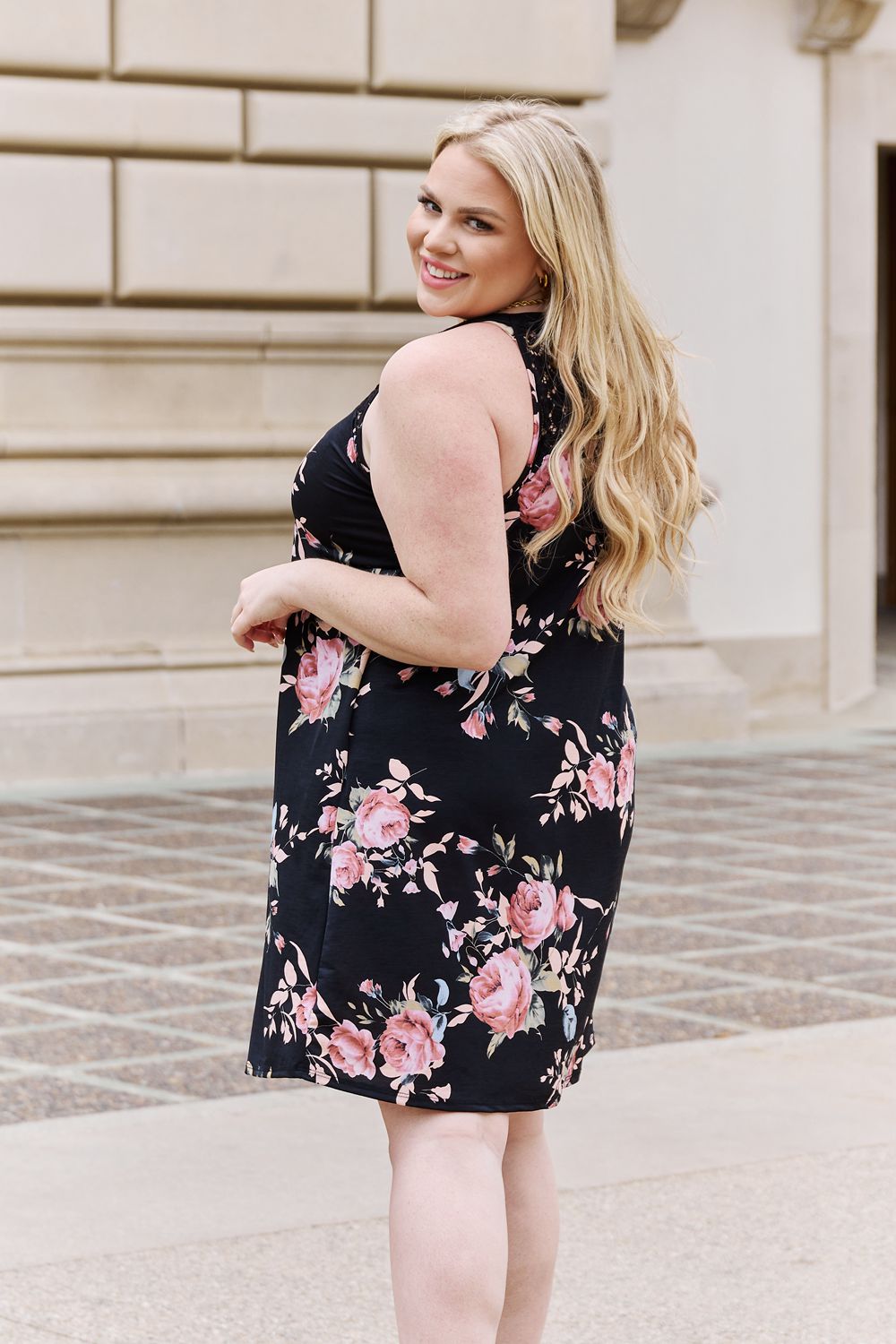 Heimish On A Journey Floral Lace Detail Sleeveless Dress