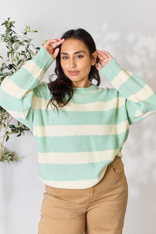 Aqua Dreams Striped Round Neck Sweater
