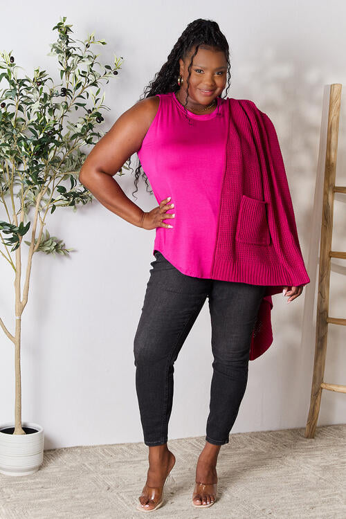 Pretty in Pink Waffle-Knit Cardigan