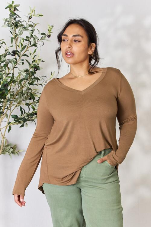 Luxe Rayon Long Sleeve V-Neck Top