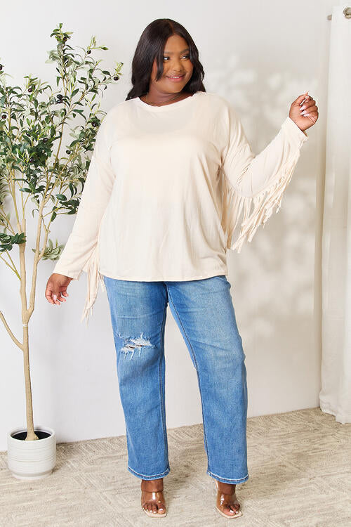 Celeste Fringe Detail Long Sleeve Blouse