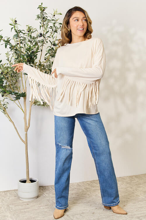 Celeste Fringe Detail Long Sleeve Blouse