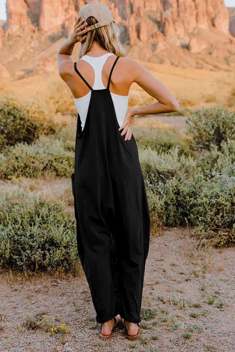 Double Take V-Neck Sleeveless Jumpsuit with Pocket - Multiple Colors!