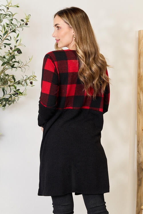 Winter Plaid Open Front Cardigan