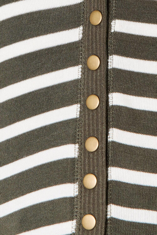 Zenana Olive Striped Snap Down Cardigan
