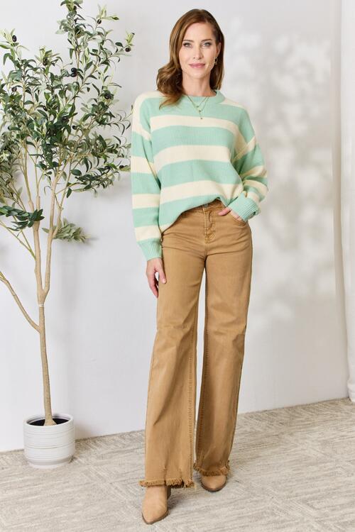 Aqua Dreams Striped Round Neck Sweater