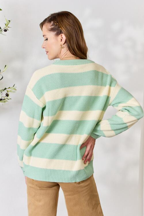 Aqua Dreams Striped Round Neck Sweater