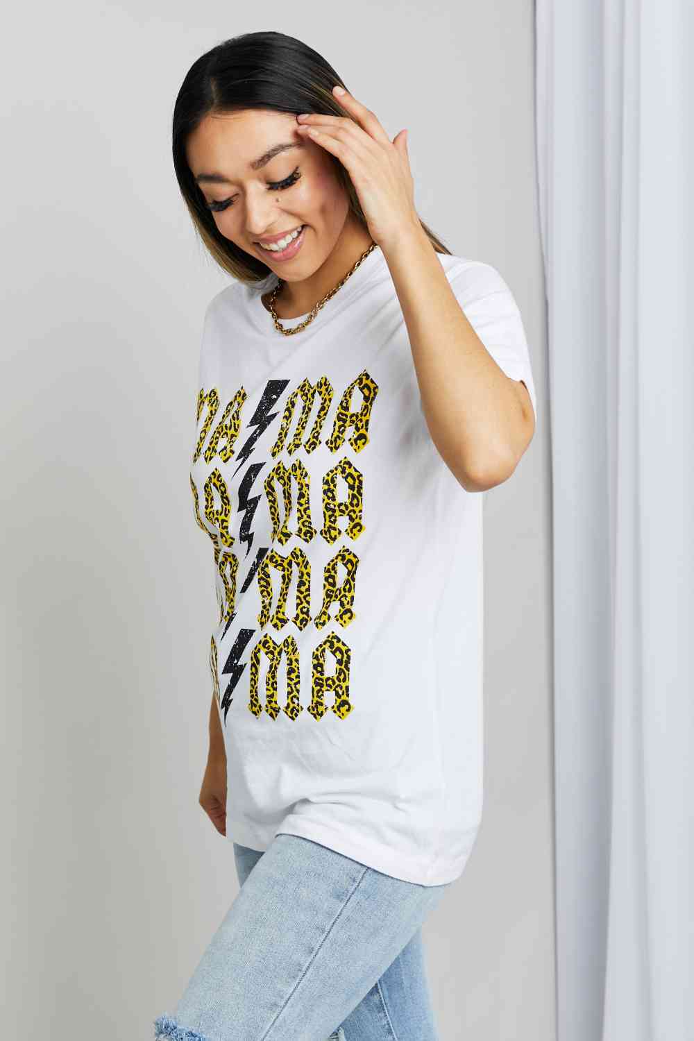 mineB Full Szie MAMA Leopard Lightning Graphic Tee