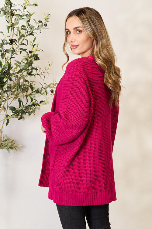 Pretty in Pink Waffle-Knit Cardigan