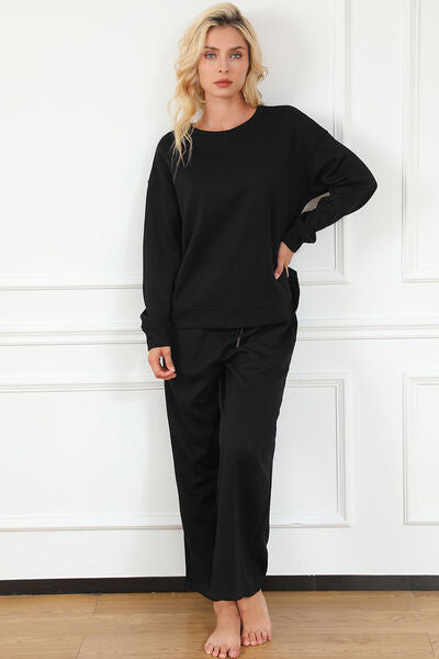 Double Take Textured Long Sleeve Top and Drawstring Pants Set - 6 color options!