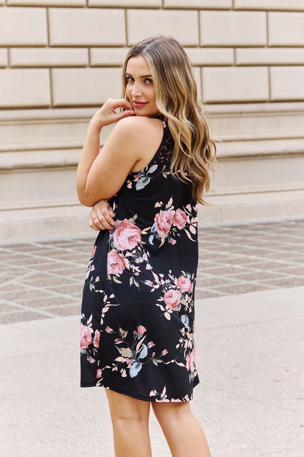 Heimish On A Journey Floral Lace Detail Sleeveless Dress