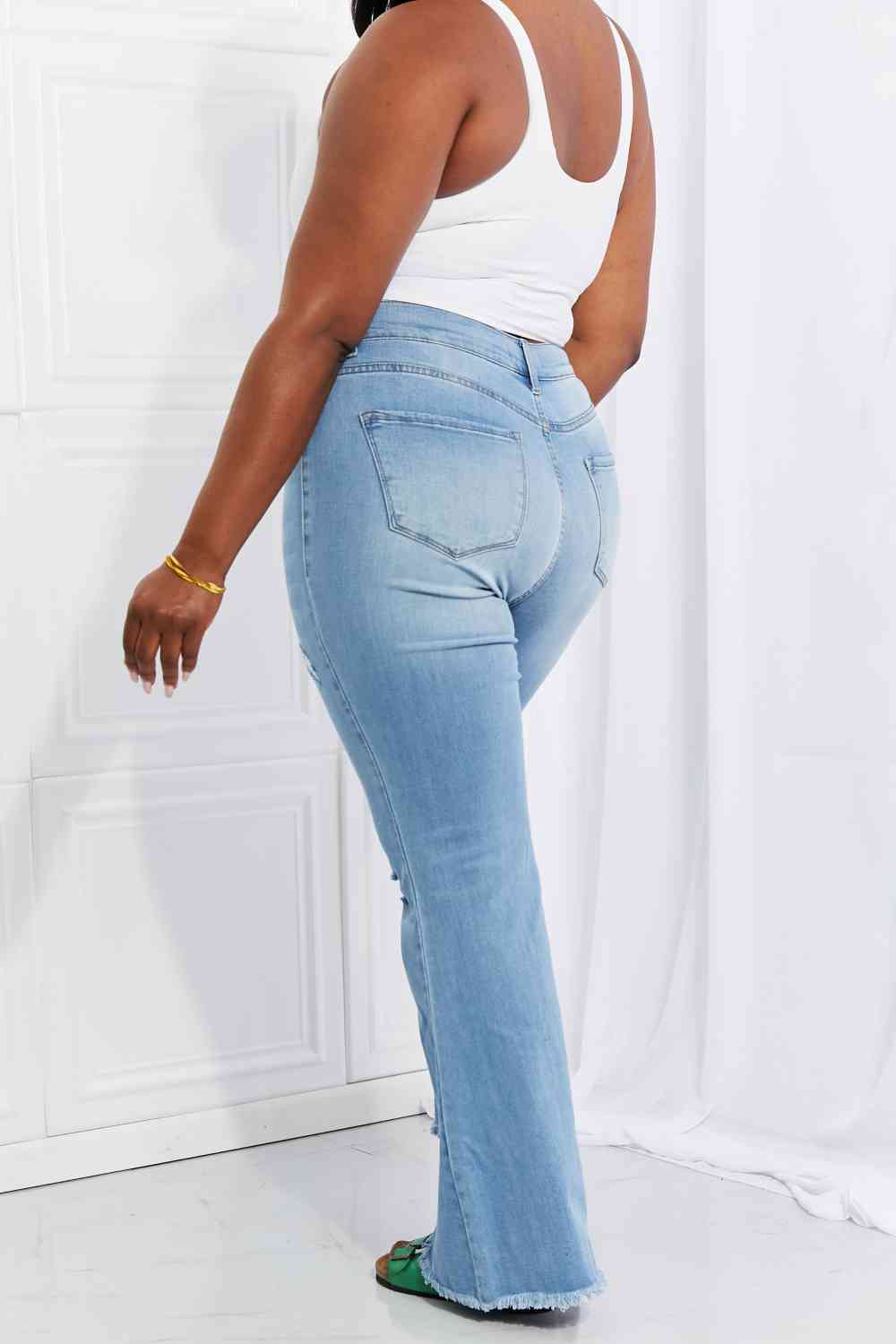 "Jess" Button Flare Jeans by Vibrant
