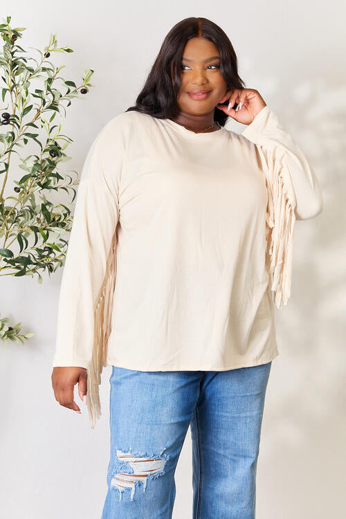 Celeste Fringe Detail Long Sleeve Blouse