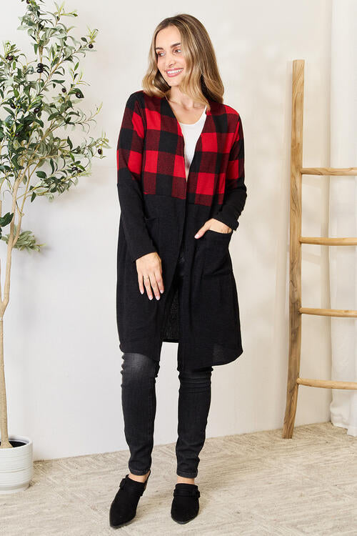Winter Plaid Open Front Cardigan