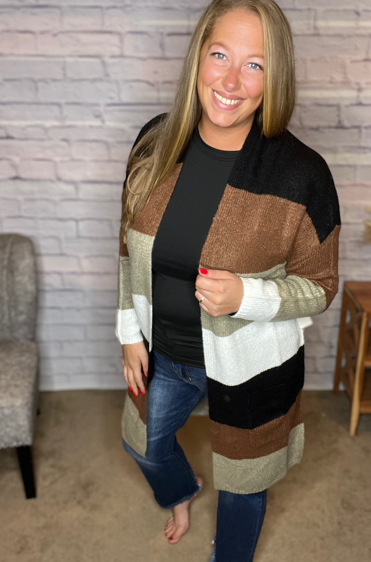 Open Front Colorblock Cardi - 4 Color Options!