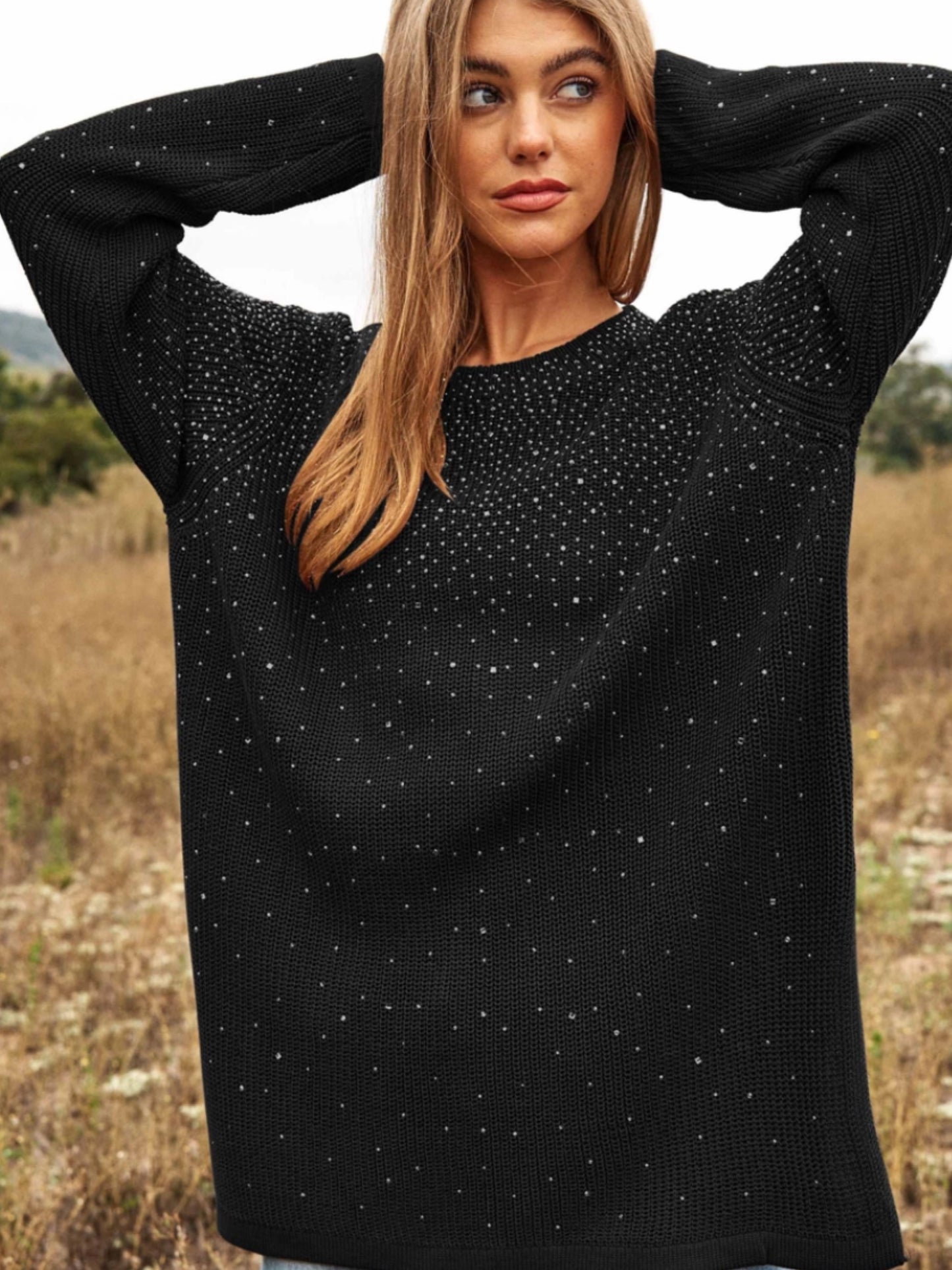 Ready to Party Rhinestone Loose Fit Sweater