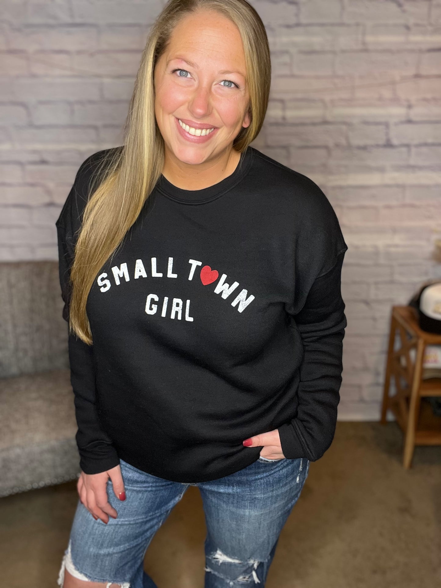 Small Town Girl Graphic Crewneck Sweatshirt by Oat Collective