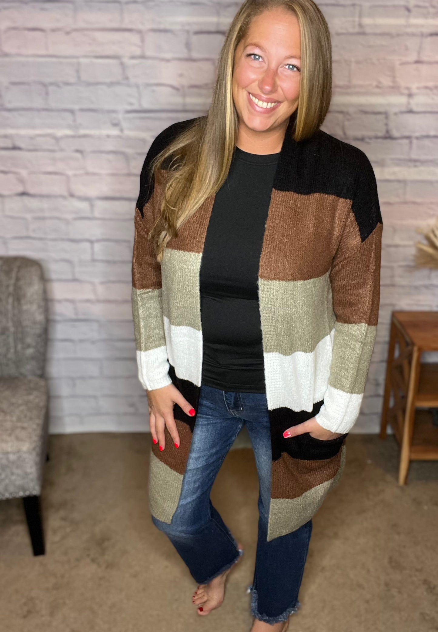 Open Front Colorblock Cardi - 4 Color Options!