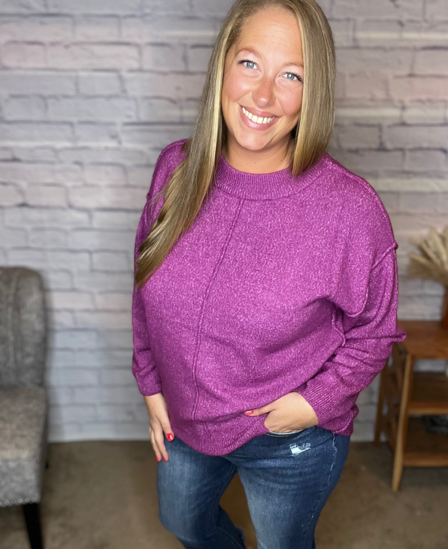 Carly's Fav! Garment Dyed Front Seam Sweater - 3 Colors!