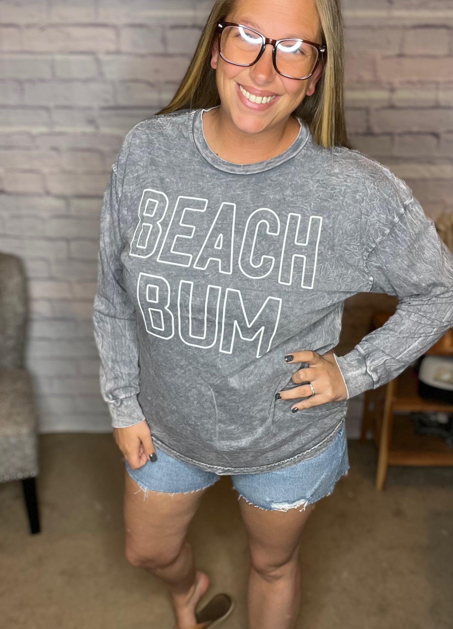 Beach Bum Mineral Washed Long Sleeve Graphic by Oat Collective